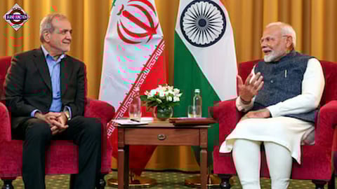 PM Narendra Modi with Iranian President Masoud Pezeshkian.