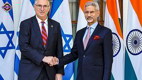 EAM S Jaishankar (R) said he exchanged his views with Israeli FM Gideon Sa'ar (L) on the West Asia conflict.