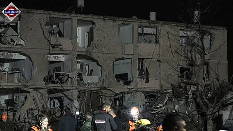 This frame grab from AFPTV footage shows damage to building in the town of Dimona.