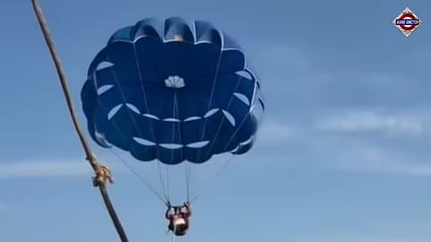Video: Parasailing cable snaps mid-air at Goa's Baga beach, tourist falls into sea