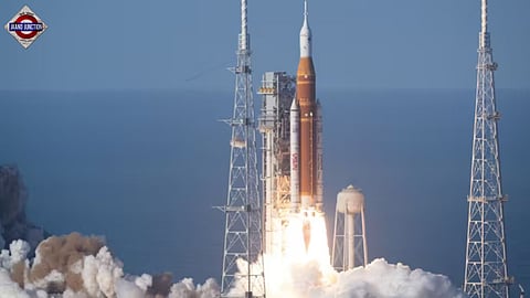 The Artemis-II rocket lifts off from Kennedy Space Center in Florida.