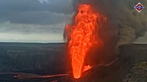 Watch: Kilauea volcano's lava fountain reaches higher than Eiffel Tower