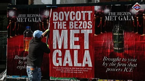 Eat The Rich Protest Outside Jeff Bezos' Sponsored Met Gala In New York
