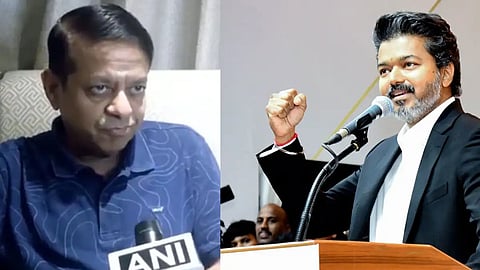 Tamil Nadu CM Vijay (right) Appoints Astrologer Vettrivel (left) as OSD