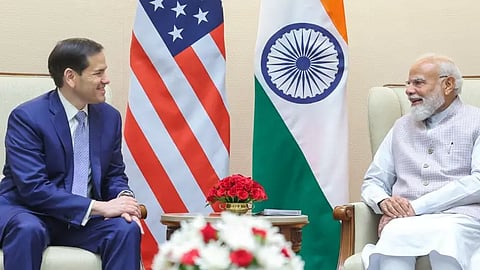 Prime Minister Narendra Modi meets US Secretary of State Marco Rubio, in New Delhi on Saturday