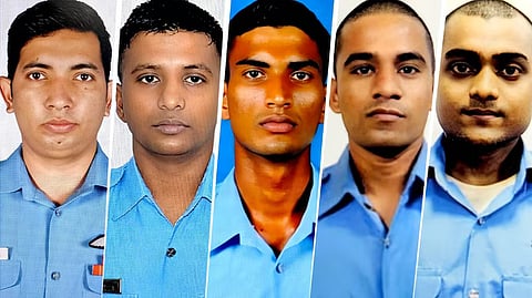 The five IAF personnel who died after an AN-32 transport aircraft crashed and caught fire while landing at Assam's Jorhat Air Base.