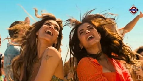 Shahid Kapoor, Kriti Sanon and Rashmika Mandanna in a still from Cocktail 2, which crossed the ₹50 crore mark at the Indian box office within four days of release.