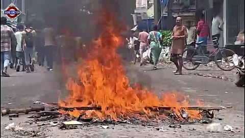 The recovery of the girl's body sparked massive protests, with residents blocking the road, burning tyres .