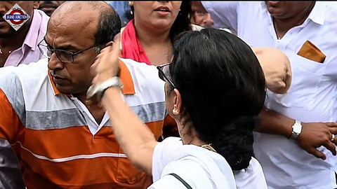 Mamata Banerjee slapped one of his party workers on Tuesday