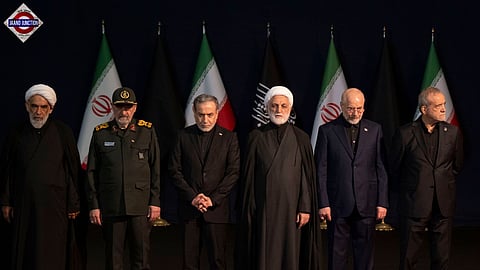 Senior Iranian officials at a funeral ceremony in Tehran.