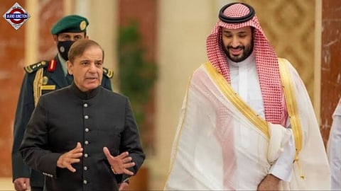 Pakistan Prime Minister Shehbaz Sharif with Saudi Crown Prince Mohammed bin Salman