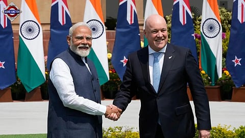 Prime Minister Narendra Modi with New Zealand counterpart Christopher Luxon