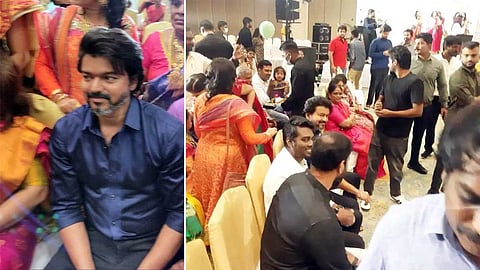 மக்களோடு மக்களாக அமர்ந்த விஜய்... அட்லீ வீட்டு நிகழ்ச்சியில் பங்கெடுத்து வாழ்த்தினார்... வைரலாகும் புகைப்படம்!