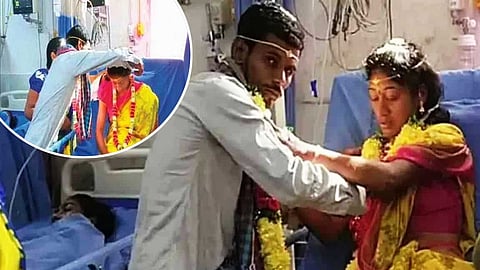 நவீன டெஸ்டினேஸன் வெட்டிங்! மருத்துவமனை வார்டில் வைத்து தாலி கட்டிய மணமகன்!