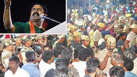 திமுக - நாம் தமிழர் கட்சியினர் மோதல்... கற்களைக் கொண்டு தாக்குதல்