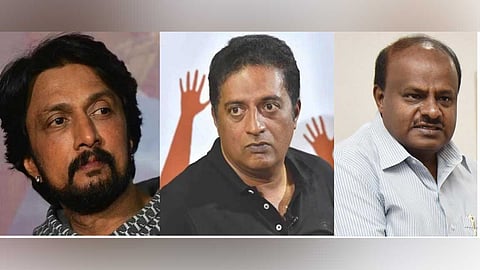 பா.ஜ.கவுக்கு வாய்ஸ் கொடுக்க தயாராகும் சுதீப்;  அதிர்ச்சியில் பிரகாஷ் ராஜ், அலட்சியப்படுத்திய குமாரசாமி