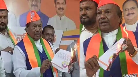 காங்கிரஸின் தேர்தல் அறிக்கை, ஜின்னாவின் அறிக்கை - அறிக்கையை கொளுத்தி அதிரடி காட்டிய ஈஸ்வரப்பா!