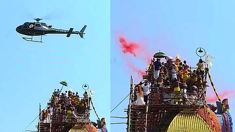 ஹெலிகாப்டரில் பூக்கள் தூவி பிரம்மாண்டாக நடந்த சட்டைநாதர் கோயிலில் குடமுழுக்கு!