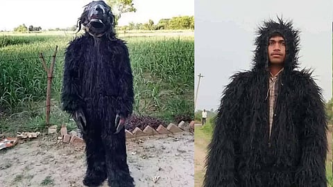 குரங்குகளை விரட்ட கரடி வேஷம் போடும் விவசாயிகளின் வீடியோ வைரல்!