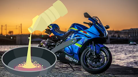 cooking oil used in a two-wheeler