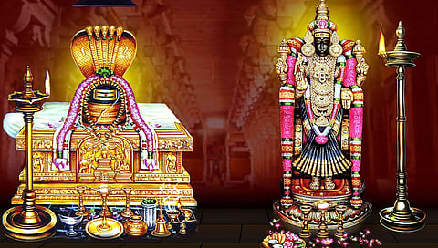 Ambika wearing Sri Chakra as earrings