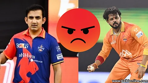Gautam Gambhir run out, Sreesanth celebrated.