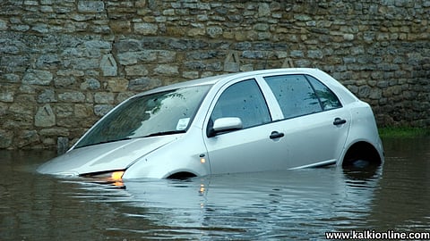 Flooded car.
