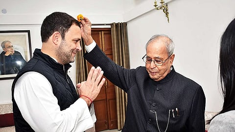 Pranab Mukherjee and Rahul Gandhi