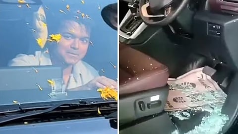 Vijay's car damaged