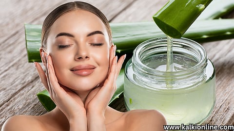 Aloe vera gel application at night