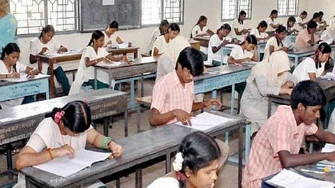 Exam writing by students