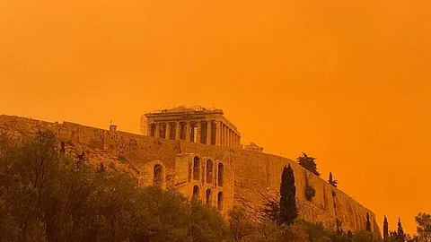 Orange sky of Athens