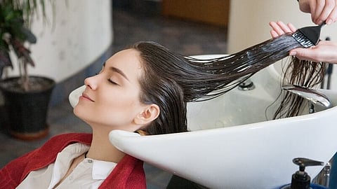 A girl doing Keratin treatment