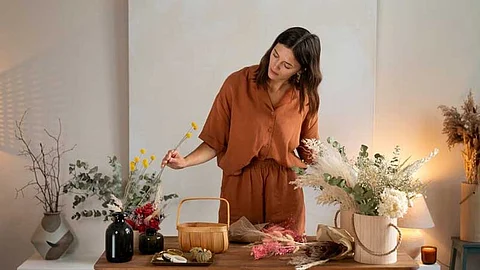 Woman making Natural fragrances