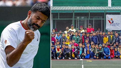Rohan Bopanna with tennis academy students