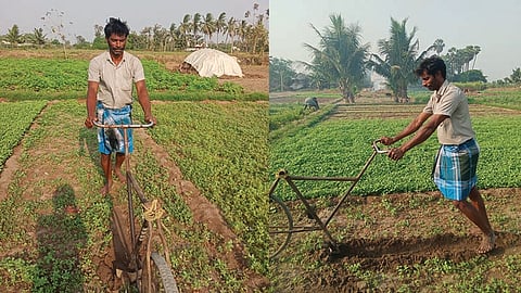 Farmer Ramesh with Bicycle Er kalappai