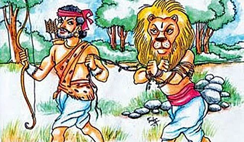நரசிம்மத்தை கட்டிவரும் வேடன்
