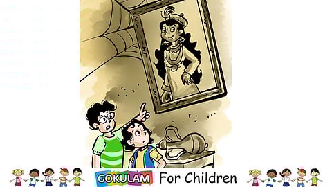 two children see the photo