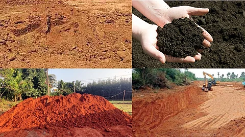 வண்டல் மண், கரிசல் மண், செம்மண்,சரளை மண்