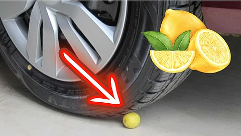 Placing a lemon under the wheel