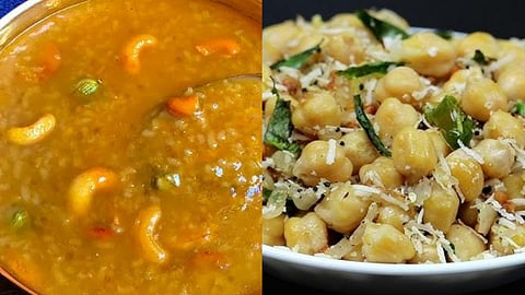 Arisi paruppu paal payasam and Kovil sundal recipes