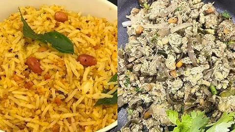 Delicious Peanut Rice with Moringa Flower Egg Fry Recipe!