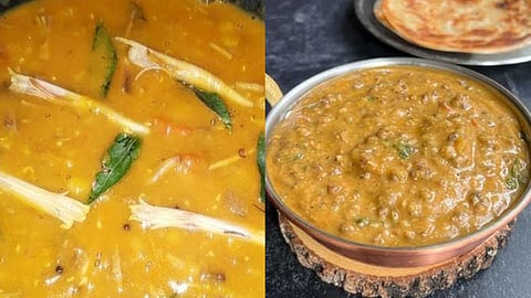 Banana flower sambar-green gram kurma!