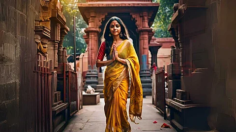 Woman visiting the temple