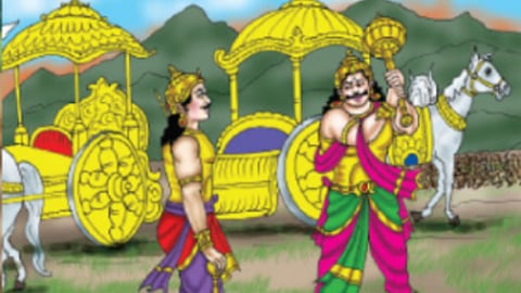 போர்க்களத்தில் பீமனும் விகர்ணனும்