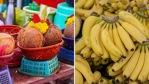 Coconut and banana for god worship