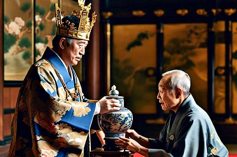 Japan King honouring old man