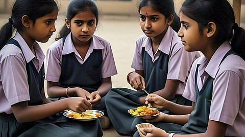 Students eating food