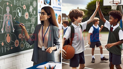 Teacher and students