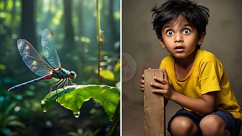 Dragon fly & small boy